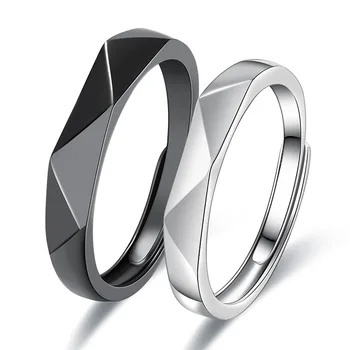 Fashion simple diamond black and white diamond couple ring