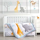 Printed Cotton Cotton 3Pc Gray Elephant Themed Cot Baby Girl Bedding 3D Printed 100 Cotton Crib Bedding Set