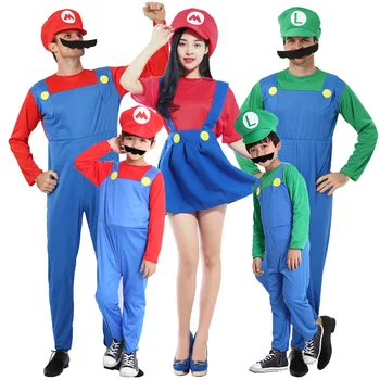 Halloween Anime Kid Super Mario Costume Adult Men Super Mario Fancy Dress Cosplay Costumes Suits
