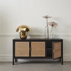 Wood Wood Living Room Wood Furniture 2 Door Rattan Cabinet