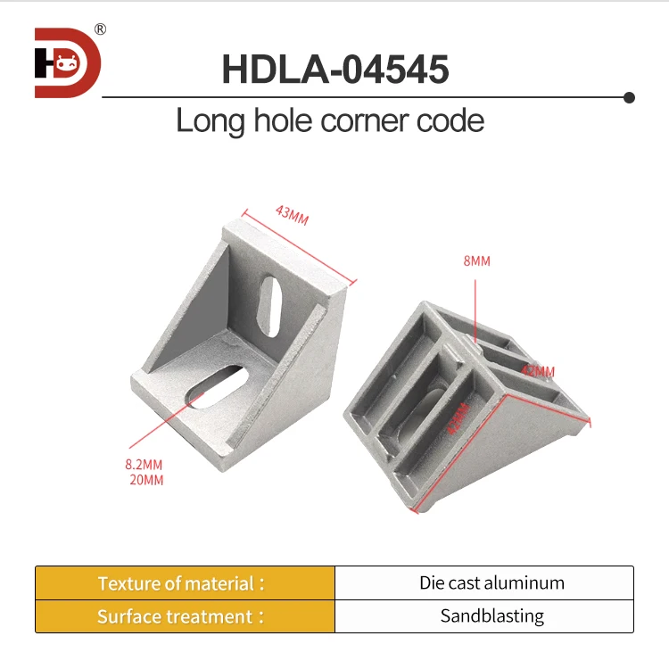 4545 Corner Fittings, L-shaped Connectors, Industrial Aluminum Profile Accessories, 4545 Aluminum Fastening Corner Fittings details