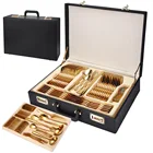 Cutlery Set 84PCS Stainless Steel Western Tableware Tableware Luxury Cutlery Set With Black Leather Box