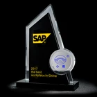Glass Trophy Promotional Gifts Excellence Gift Globe Etched Crystal Trophy Glass Customs Crystal Glass Trophy