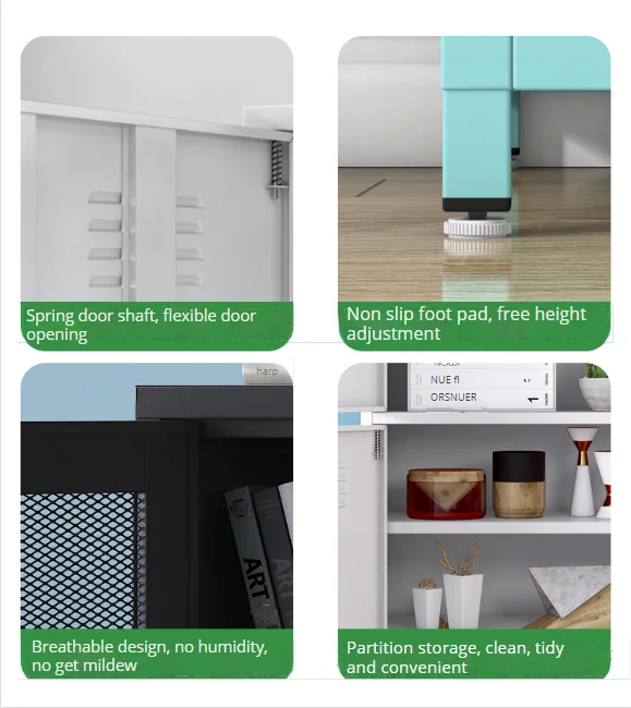 금속 레그로 방 북스 캐비닛을 하는 철강 벽장 2 문 3