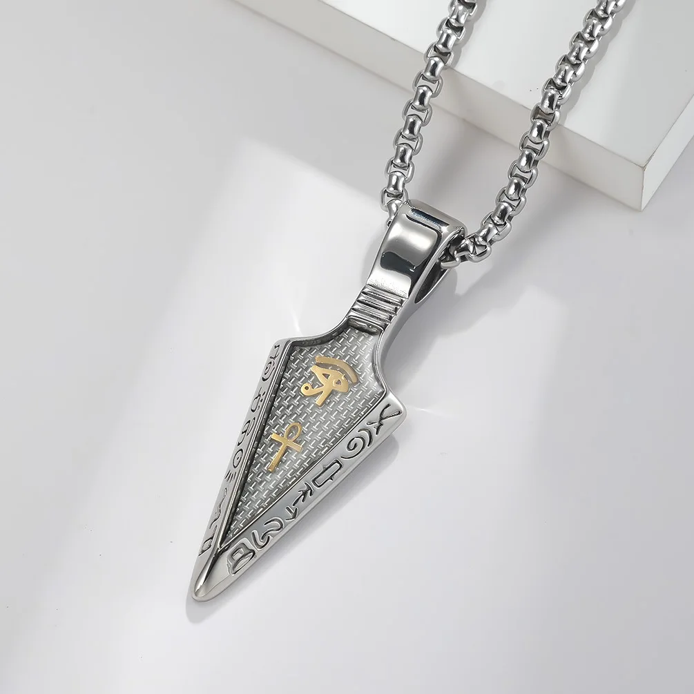 Ornament Supply Horus Eye Anka Spearhead Stainless Steel Necklace Carbon Fiber Titanium Steel Pendant Pendant Necklaces