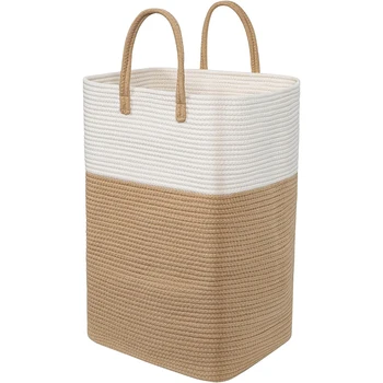 Top-selling woven cotton rope storage basket laundry hamper for clothes, 76L large laundry basket blanket basket