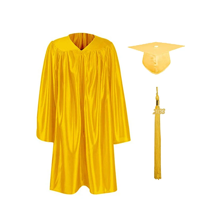School Uniform Gold Children Shiny Graduation Cap Gown Kid Graduation Gowns and Caps supplier