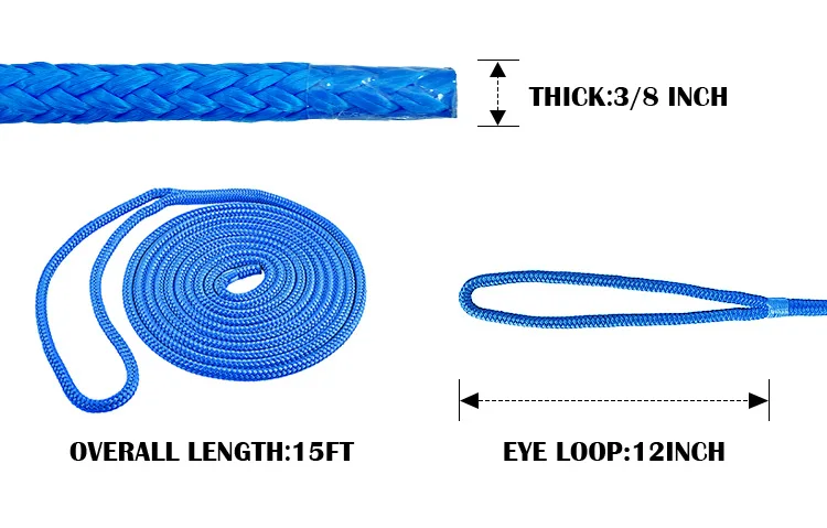 Dubbel gevlochten touw, doklijn of ankerlijndetails