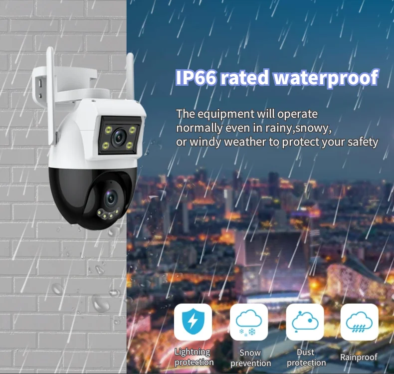 ICsee 6MP Dual Lens Network Camera PTZ Wireless Outdoor Cameras Two Way Audio Dome Security IP Auto Tracking WIFI CCTV Camera