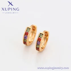A00914217 XUPING Cheap price Fashion women jewelry daily wear 18K gold color colored zircon AAA+ round huggies earrings