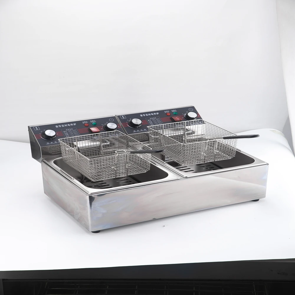 Cheap Made in China Semi Automatic Operation Multi-function Practical Double Layer Safety Commercial Deep Fryer