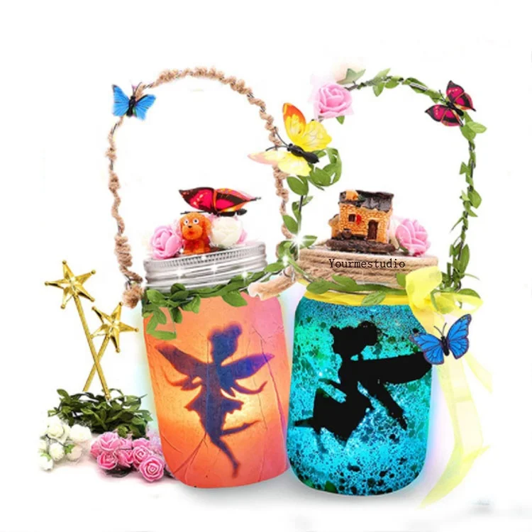 3 DIY Night Light Fairy Jar Arts and Crafts for Kids B Me Fairy Lantern Craft Kit for Girls Birthday Sleepover Party Activity Fairy Gifts Toys Crafts for Girls Ages 6+ 