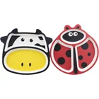 Cute Animal Design Children Baby Kids Breakfast Lunch Bamboo Fiber Feeding Plate