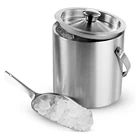 Metal Bucket Double Wall Insulated Metal Stainless Steel Ice Bucket With Tongs