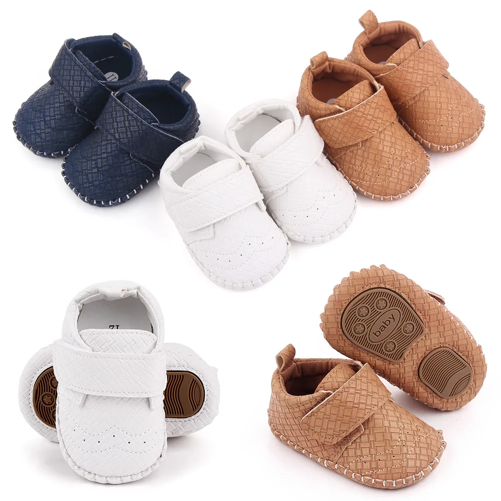 Baby Shoes for Boys Pure Color PU Leather Infants Simple Casual Soft Sole Non-slip Toddler Shoes supplier