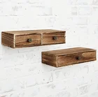 Factory Custom Rustic Wood Wall Storage Drawers Shelf