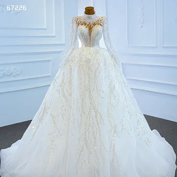 Jancember ARSM67226 Gorgeous Appliques Vintage Long Sleeve Wedding Gowns Dress Bridal