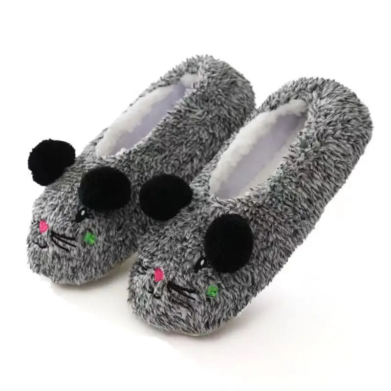Winter indoor shoes cotton shoes open toe mouse sandals indoor OEM woman's cozy slippers