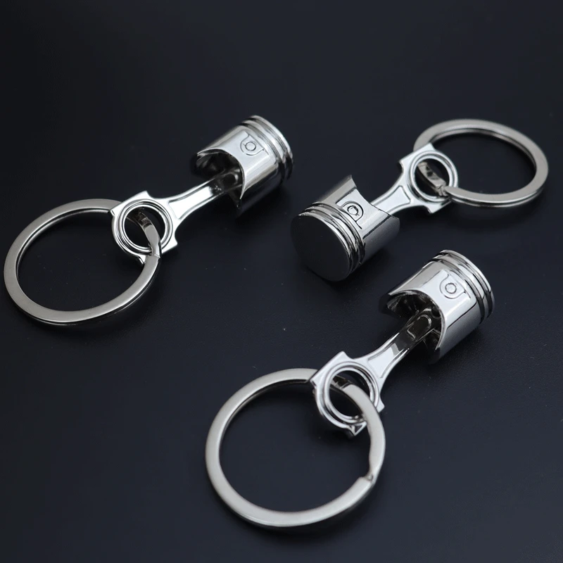 Custom Lettering Logo Car Part Key Chain Engine Piston Keyrings Pendant
