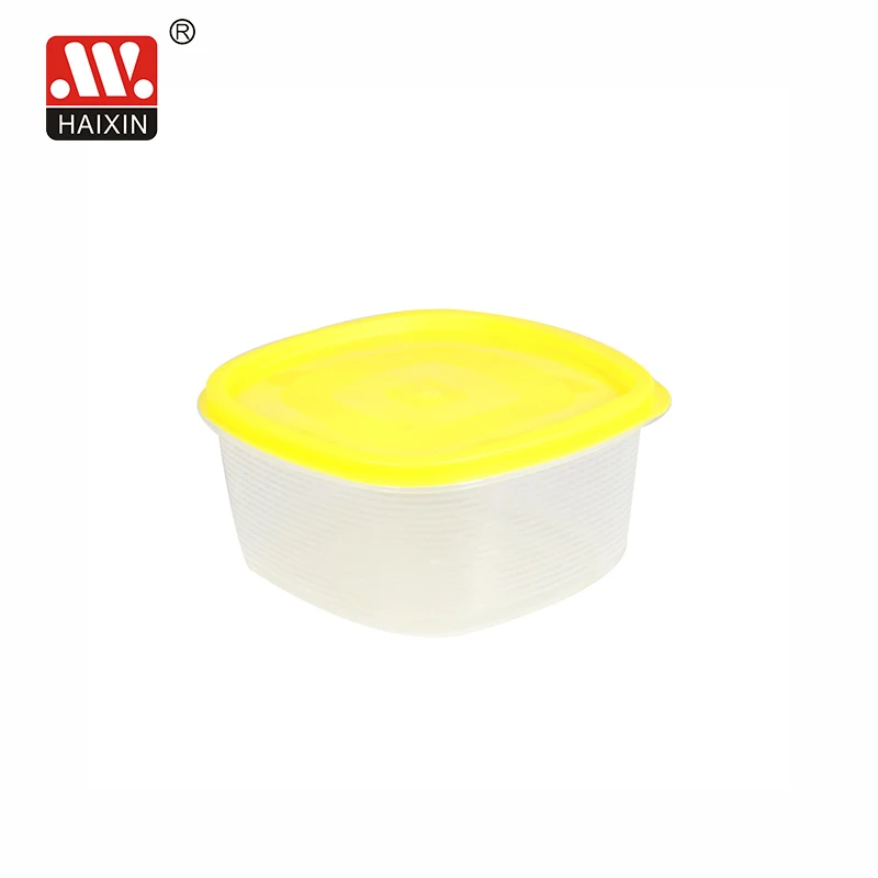 Haixing food organizer plastic yellow square food container 1.8L with lid bpa free clear storage box 12325