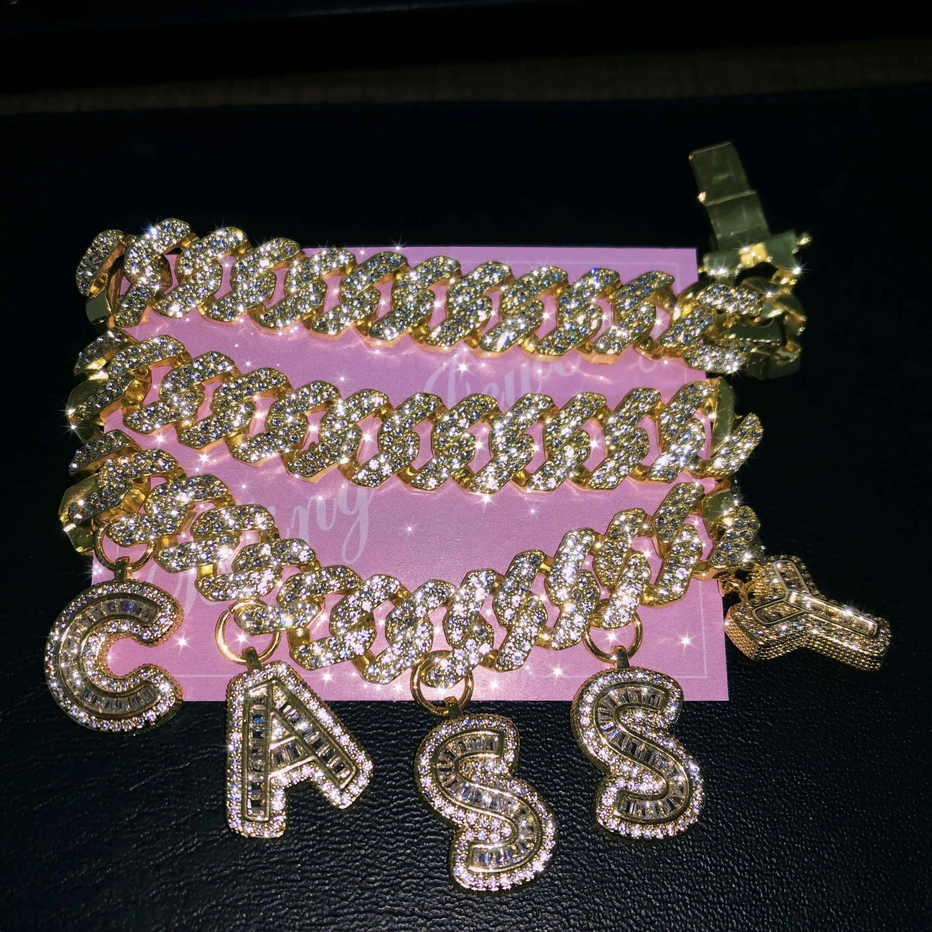 2021 New Fashion Bling Gold Rhinestone 