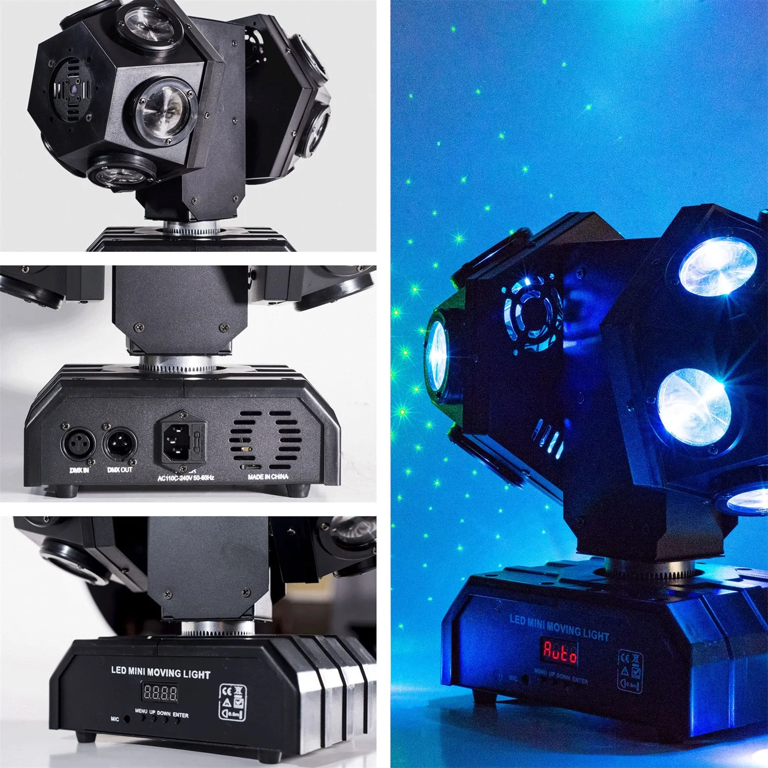 RGBW DMX512 Moving Head DJ Light Rotatable Stage Projection Lights Sound Activated KTV Disco Party Wedding Ambient Led Light