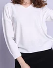 Sweaters Fashion White Casual V Neck Pullover Knit Shirt Lightweight Sweaters Soft Longsleeves Tops Sweaters