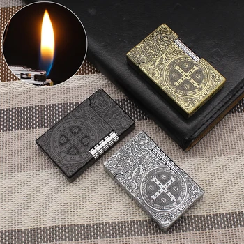 DK883 Constantine carving craft inflatable lighter metal grinding wheel open flame cigarette lighter wholesale