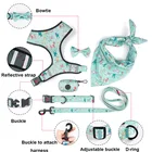 Dog New Custom Personalized Pattern Luxury Dog Chest Harness Collar Bandana Leash Set Dog Harness Set