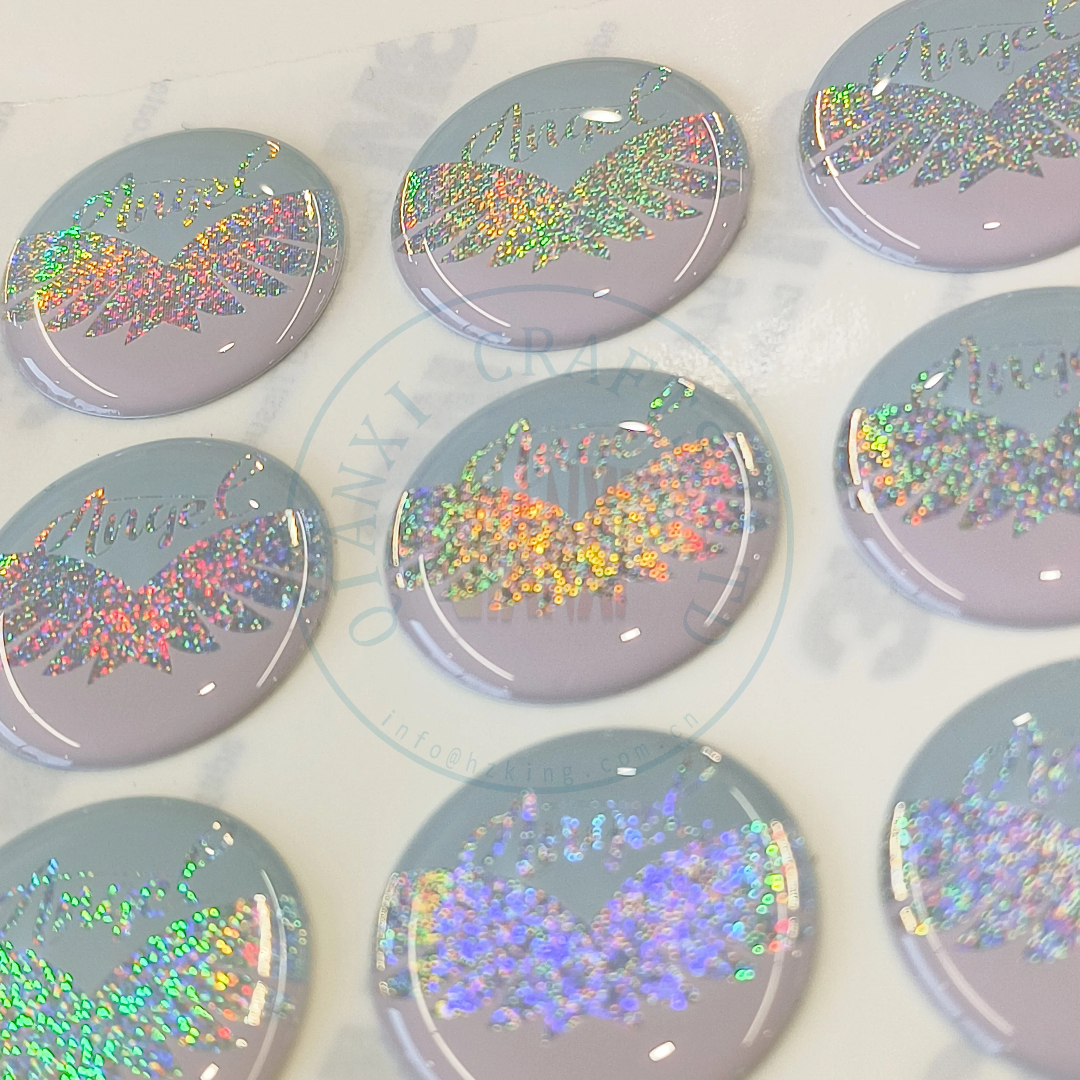 product super beautiful bubble customize round die cut pink laser clear crystal weatherproof pu 3d domed epoxy resin stickers256-5