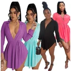 PQ8622 Fashion Sexy V Neck Dresses Women Long Sleeve Dress Women Clothing Dress