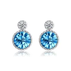 Gemstone Earrings Wholesale Hot Sellings Luxury Ocean Heart Blue Gemstone Stud Earrings