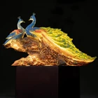 Little Peacock Resin Luminous Sculpture Lamp