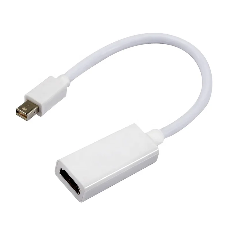 Connectors Mini DP to HDMI Cable Converter Adapter Mini DisplayPort Display Port DP to HDMI Adapter for Apple Mac MacBook Pro Air Notebook Cable Length White 
