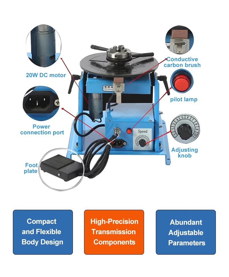 TKweld Turntable Motor Engine for Welding Positioner TIG Welding Use 32x28x27CM Dimensions 12kg Weight for Construction details