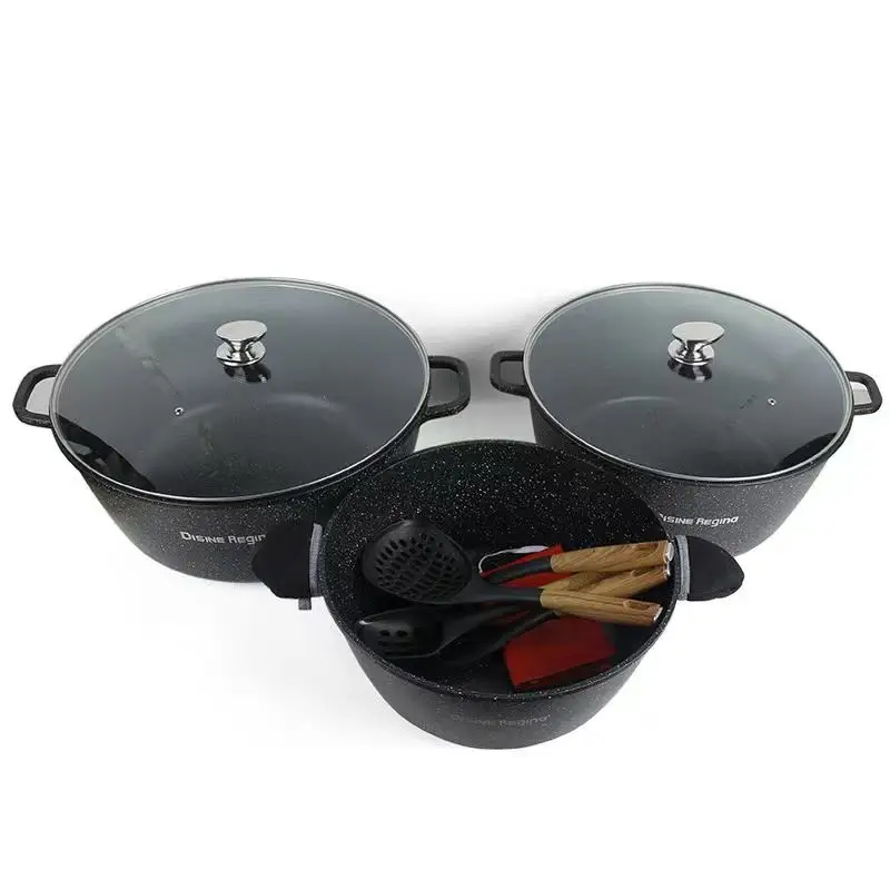 13-Piece Non-Stick Cookware Set 36/40/44cm Aluminum Die-Cast Marbling Casserole Pot Fry Pan Popular Home Cooking Made Steel Iron