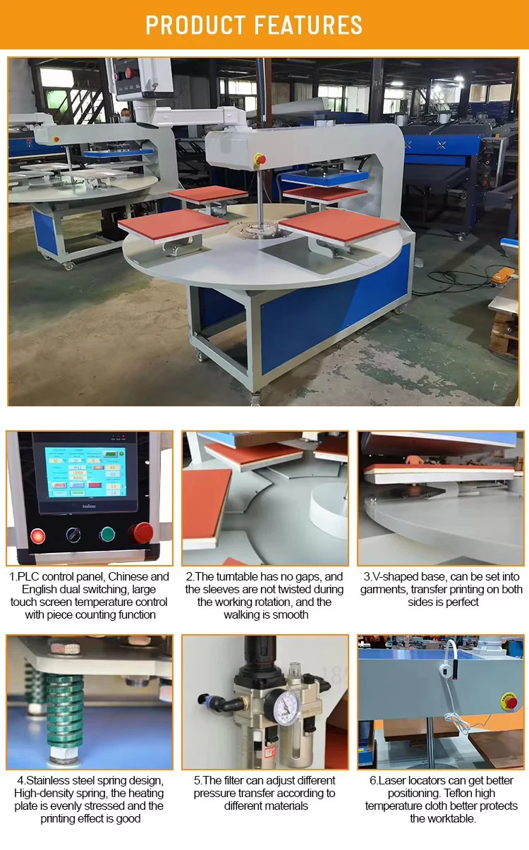 product factory sale cloths textiles heat transfer pneumatic 4060cm 4 station 1 head fully automatic heat press machine-2