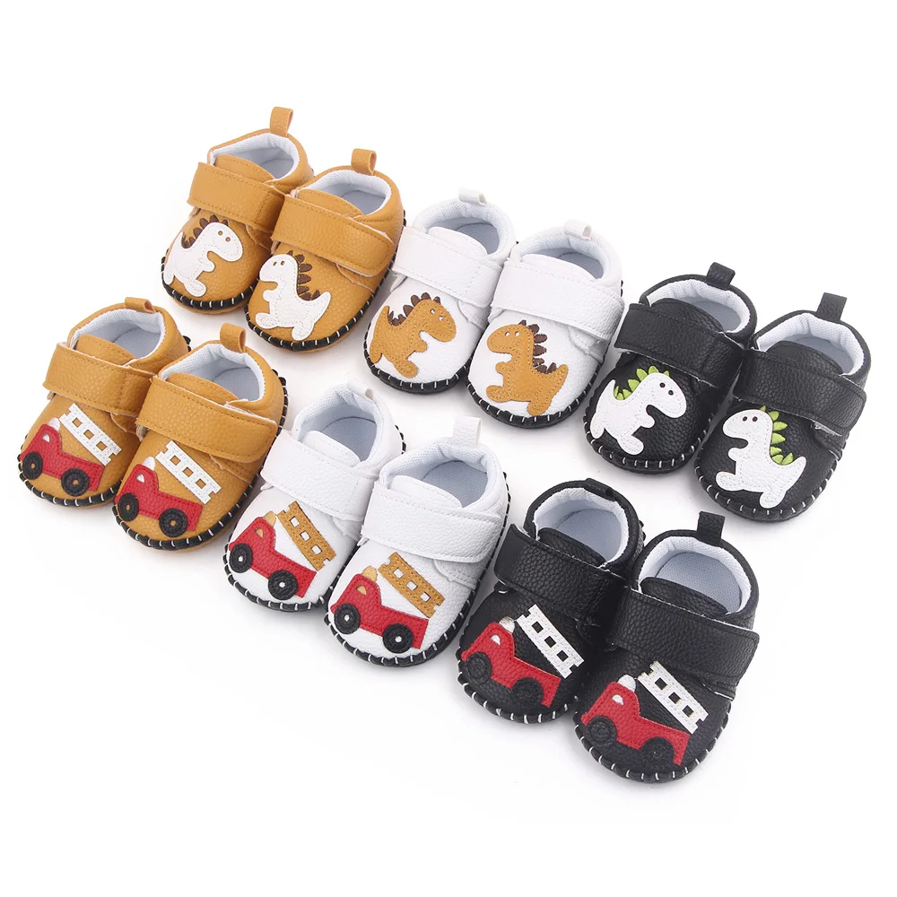 Spring and Autumn New PU Leather Hand Sewn Soft Soles Non-slip Baby Cartoon Walking Shoes manufacture