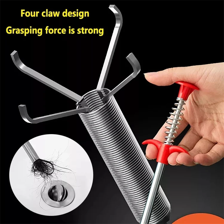 90/160cm Stainless Steel Sewer Dreging Tool Drain Hook Wire Spring Cleaner Hair Clog Remover Sink Dredge Sewer Tools