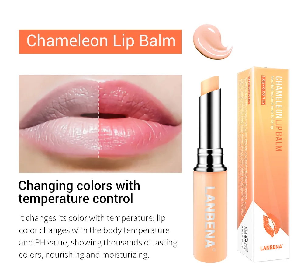 Lanbena Chameleon Lip Balm Rose Hyaluronic Acid Moisturizing Nourishing