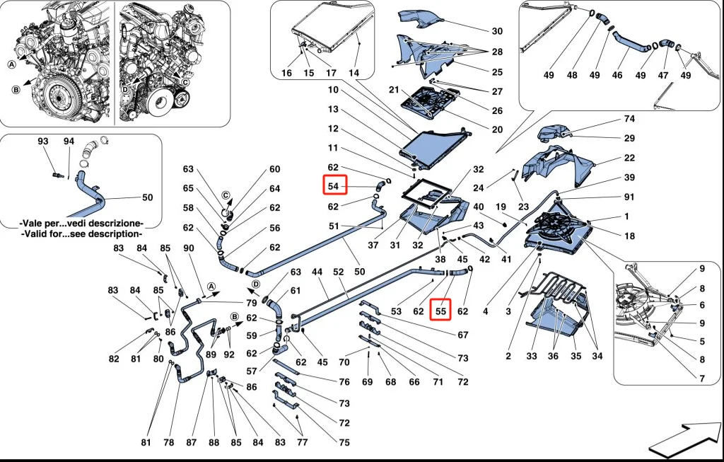 For Ferrari 488 GTB Pista Coolant Rubber Hose Rear Replacement OEM B313344 313343 Genuine Silicone Pipe for Radiator manufacture