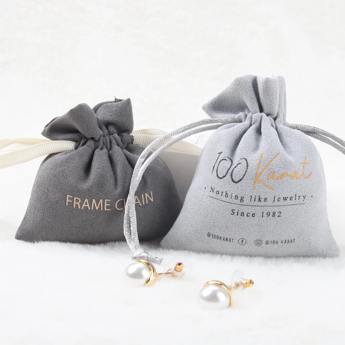 Luxury Mini Jewelry Bag Customized Drawstring Suede Makeup Pouch