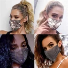 Maske Wholesale Women Fashion Rhinestone Facemask Sparkle Bling Glitter Mesh Face Maske
