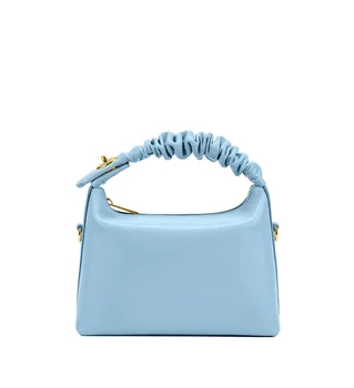 Custom Colorful Ruched Vegan Leather Handbags For Women Handbag