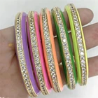 Jewelry Bangle High Quality Women Jewelry Gold Plated Zircon Rainbow Enamel Stripe Stacking Open Cuff Bangle Bracelets