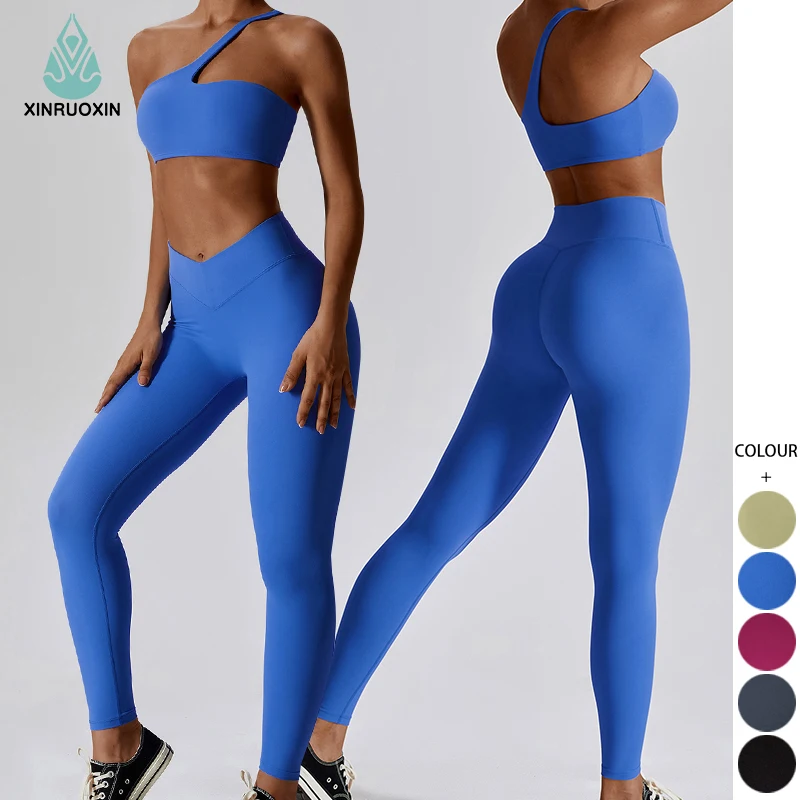 Custom Logo Sport Bras Push Up Running Yoga Sportswear One Shoulder Fitness Yoga Set Crop Top Set Gym Fitness Sets