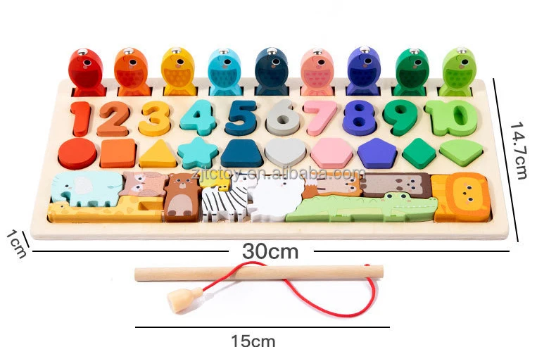 Jeu de pêche en bois Montessori, Puzzle assorti, planche logarithmique, motricité Fine, jouets éducatifs pour bébé, fabrication de planches occupées