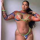 Beachwear Summer Hot Beachwear Bikini Panties Plus Size Sleeve Bikini Women Sexy 3 Piece Beachwear
