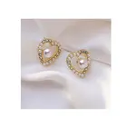 Stud Elegant Ladies Alloy Rose Pearl Heart Shape Jewelry Stud Earrings
