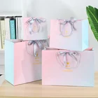 Gift Bag Gift Bag With Ribbon Wholesale Customized Fashion Gradient Color Fancy Paper Gift Bag With Ribbon